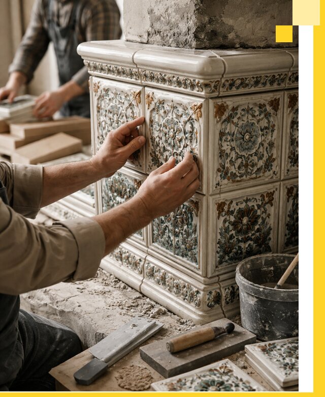 Изразцовые камины под ключ в Ростове: проект и монтаж