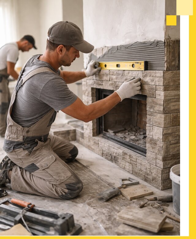 Облицовка каминов в Ростове, монтаж и отделка натуральным камнем