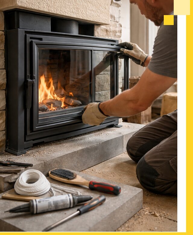 Производство, монтаж и доставка каминов со стеклом в Ростове