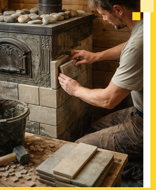 Облицовка банных печей в Ростове профессиональная отделка