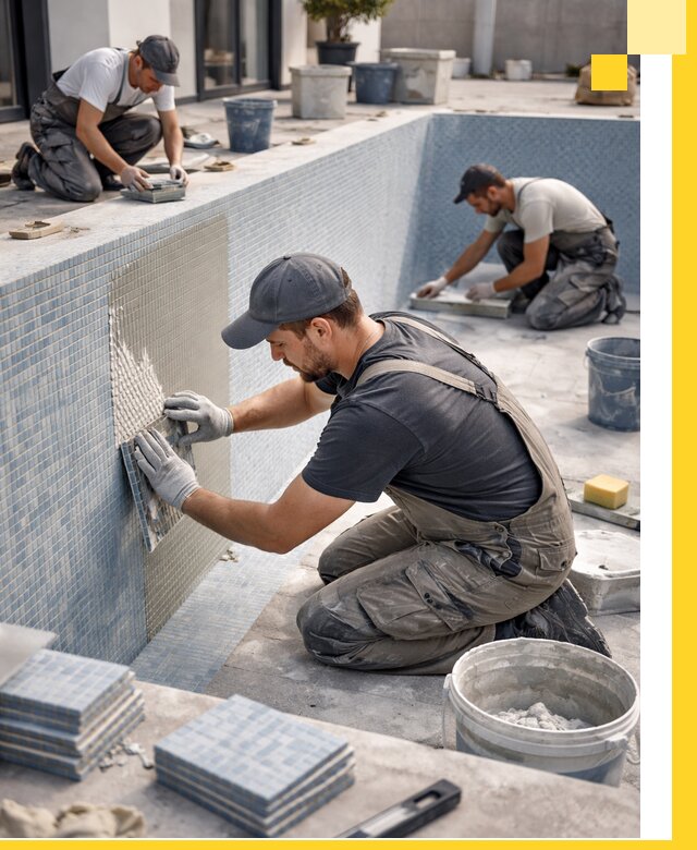 Облицовка бассейнов в Ростове плитка мозаика гидроизоляция