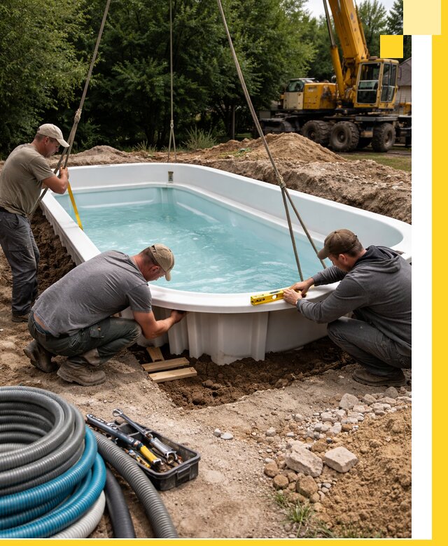 Установка и монтаж композитных бассейнов под ключ в Ростове