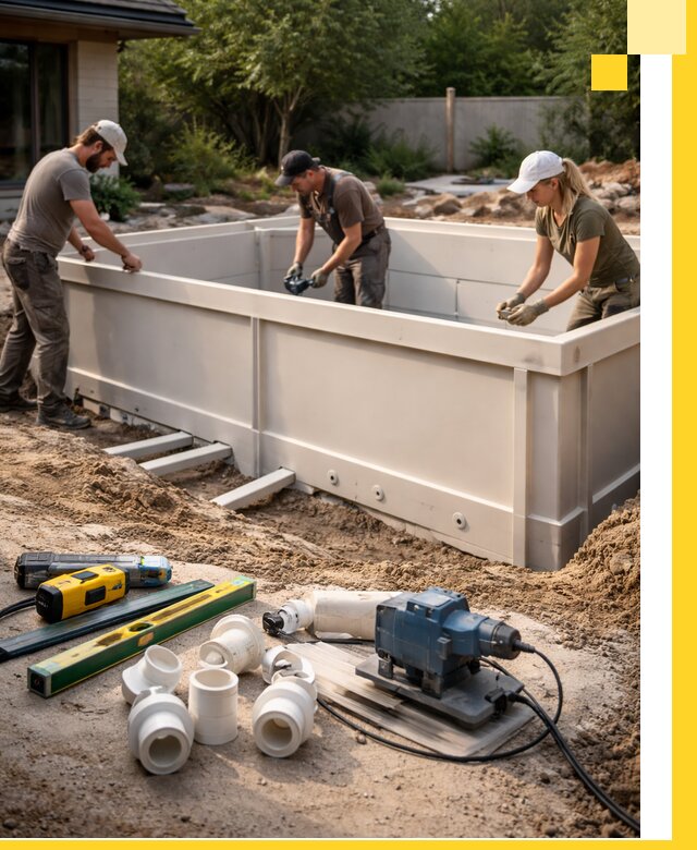 Установка полипропиленовых бассейнов под ключ в Ростове