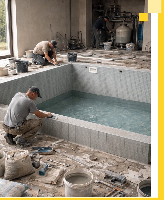 Строительство и монтаж бассейнов в помещении в Ростове