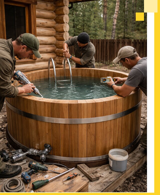 Строительство бань с купелью под ключ и отделкой в Ростове