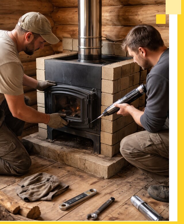 Монтаж и установка печи в бане под ключ с гарантией в Ростове