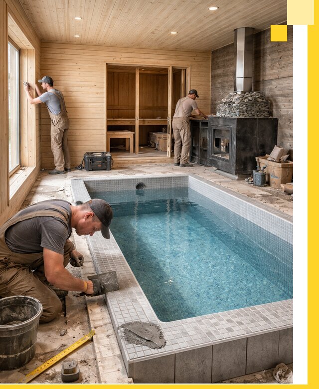 Проект бани с бассейном и сауной в Ростове под ключ