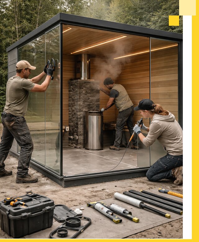 Проектирование и строительство стеклянных бань в Ростове