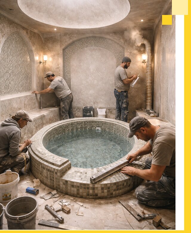 Профессиональное строительство хамама с бассейном в Ростове под ключ