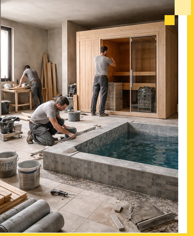 SPA зоны под ключ с бассейном сауной и печью в Ростове